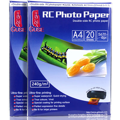 El doble de papel de la foto revestida de la resina de A4 RC echó a un lado la prenda impermeable brillante 210*297m m